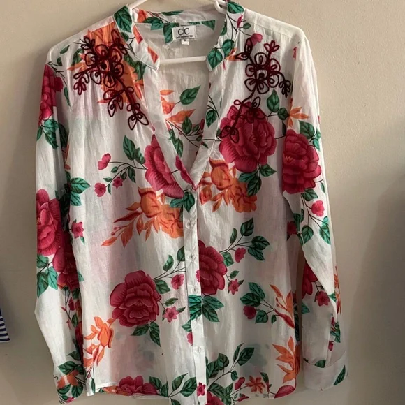 Chic connection- blouse-embroidered Floral 100% cotton -made in India - Picture 2 of 10